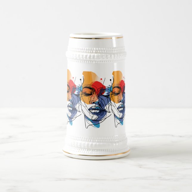 Abstrakte Fluid Line Face Art Bierglas (Mittel)