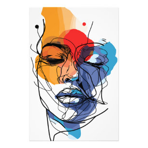 Abstrakte Fluid Line Face Art Fotodruck