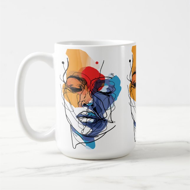 Abstrakte Fluid Line Face Art Kaffeetasse (Links)