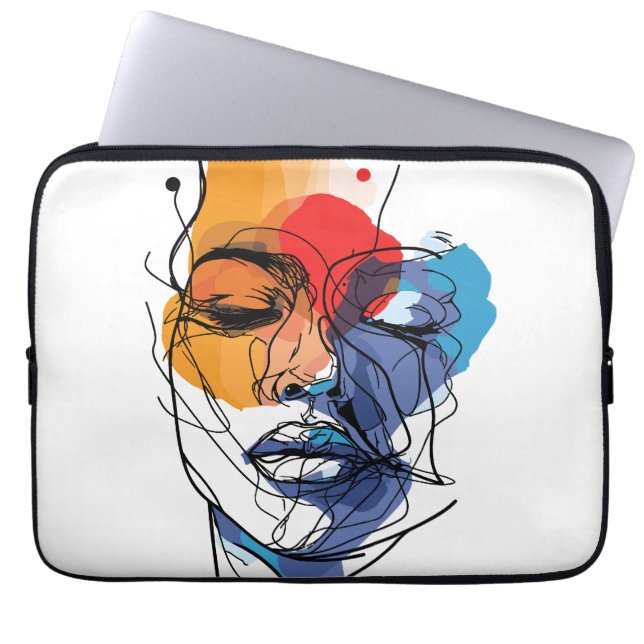 Abstrakte Fluid Line Face Art Laptopschutzhülle (Vorderseite)