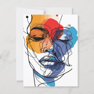 Abstrakte Fluid Line Face Art Postkarte