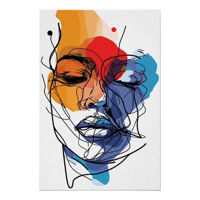Abstrakte Fluid Line Gesichtskunst Poster (Vorderseite)