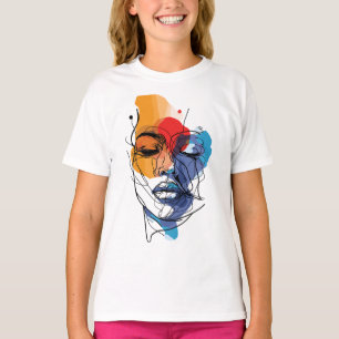 Abstrakte Fluid Line Gesichtskunst T-Shirt