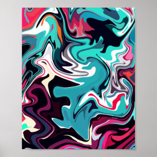 Abstrakte Fluidkunst mit lebendigen Farben Poster