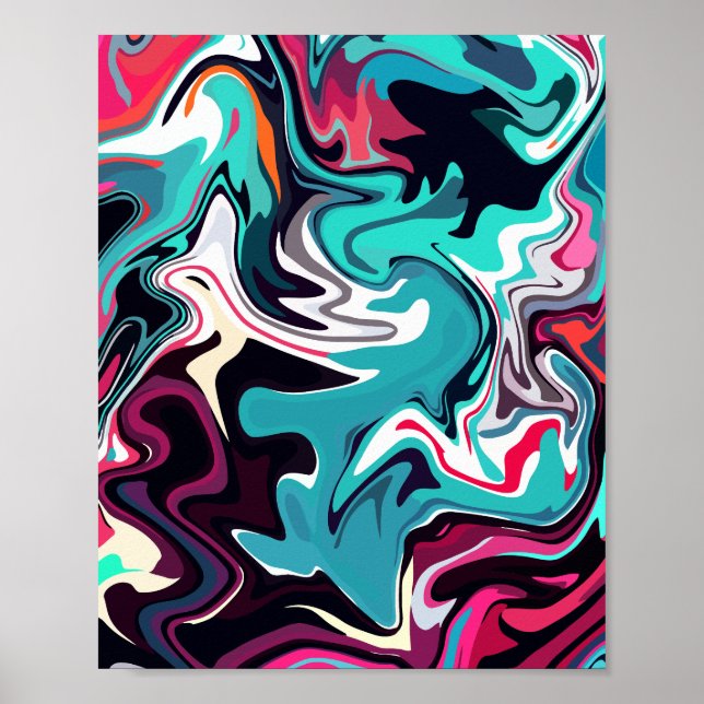 Abstrakte Fluidkunst mit lebendigen Farben Poster (Vorne)