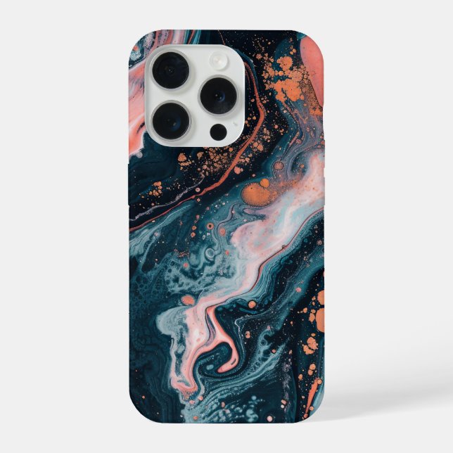 Abstrakte Flüssig-Marmor-Moderne  iPhone 15 Pro Hülle (Rückseite)