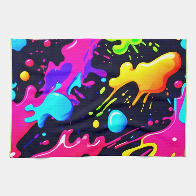 Abstrakte Flüssige Farbexplosion Kunst Geschirrtuch (Horizontal)