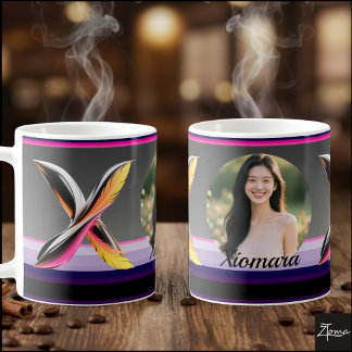 Abstrakte flüssige Letter X Neonfedern Kaffeetasse