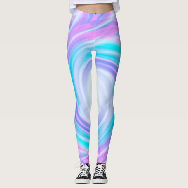 Abstrakte, flüssige Pastellfarben in lila Farbtöne Leggings (Vorderseite)