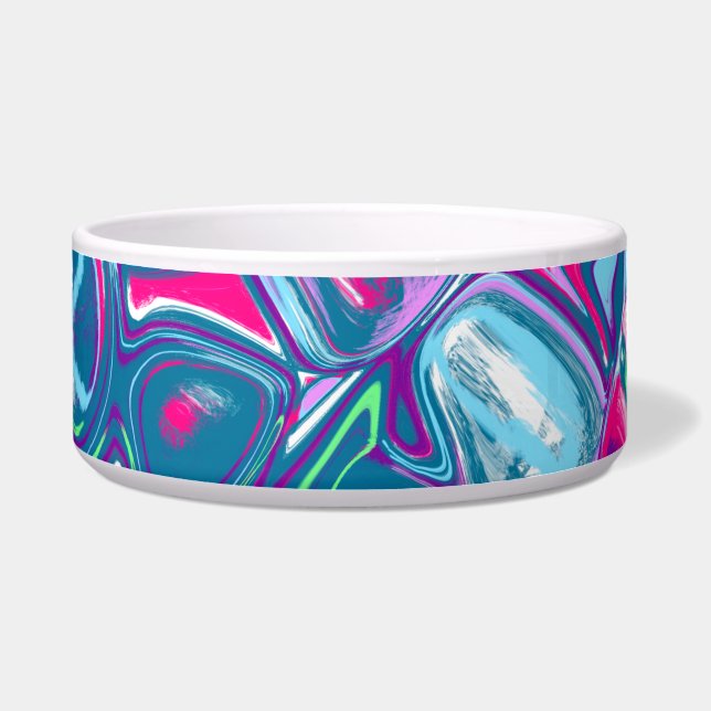 Abstrakte Flüssigkeiten in Rosa und Blau Kunst Napf (Vorderseite)