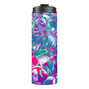 Abstrakte Flüssigkeiten in Rosa und Blau Kunst Thermosbecher