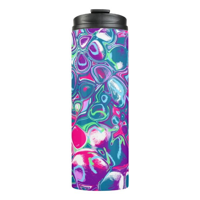 Abstrakte Flüssigkeiten in Rosa und Blau Kunst Thermosbecher (Vorderseite)