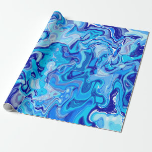 Abstrakte Flüssigmetalltextur aus eisblauem Marmor Geschenkpapier