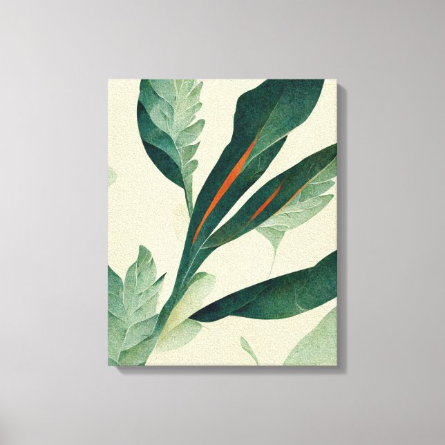 Abstrakte Foliage Pflanze Verließ Leinwand Maleris (Vorderseite)