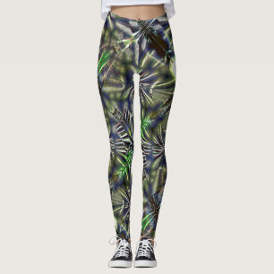 Abstrakte Form in gepunkteten Linien unter grün ge Leggings