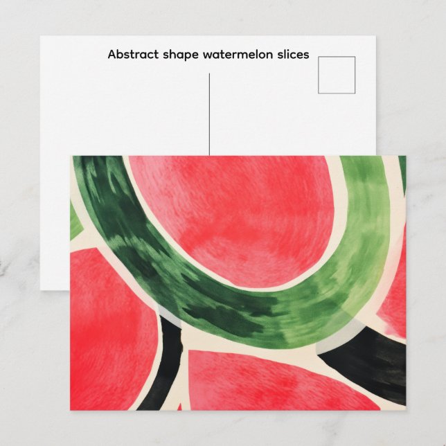 Abstrakte Form Wassermelonen Scheiben Postkarte (Vorne/Hinten)
