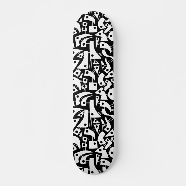 Abstrakte Formen 180318 - Schwarz-Weiß Skateboard (Vorne)