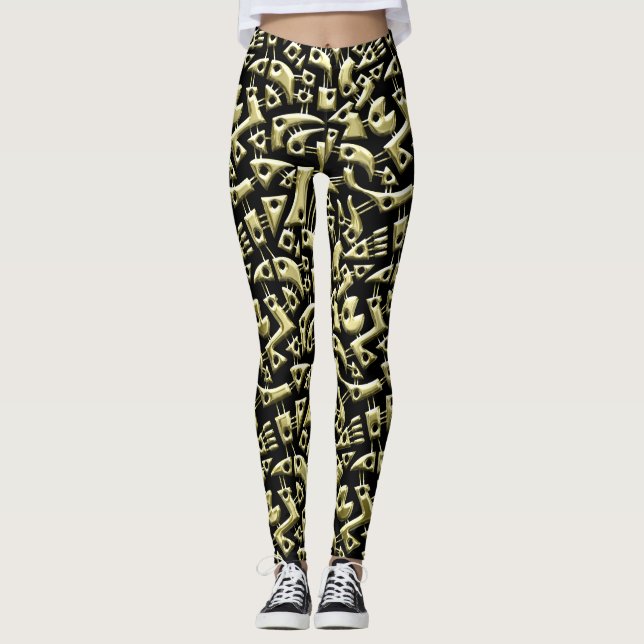 Abstrakte Formen 180318 - Shiny Gold Leggings (Vorderseite)