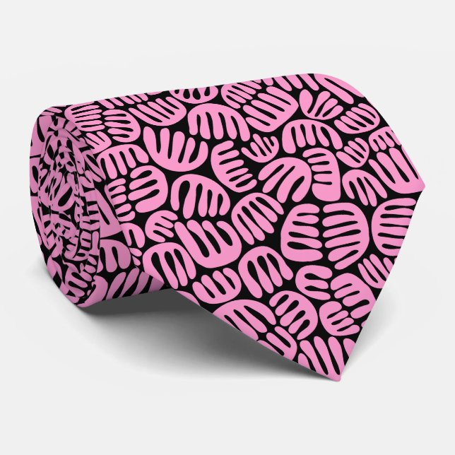 Abstrakte Formen 301122 - Rosa auf Schwarz Krawatte (Gerollt)