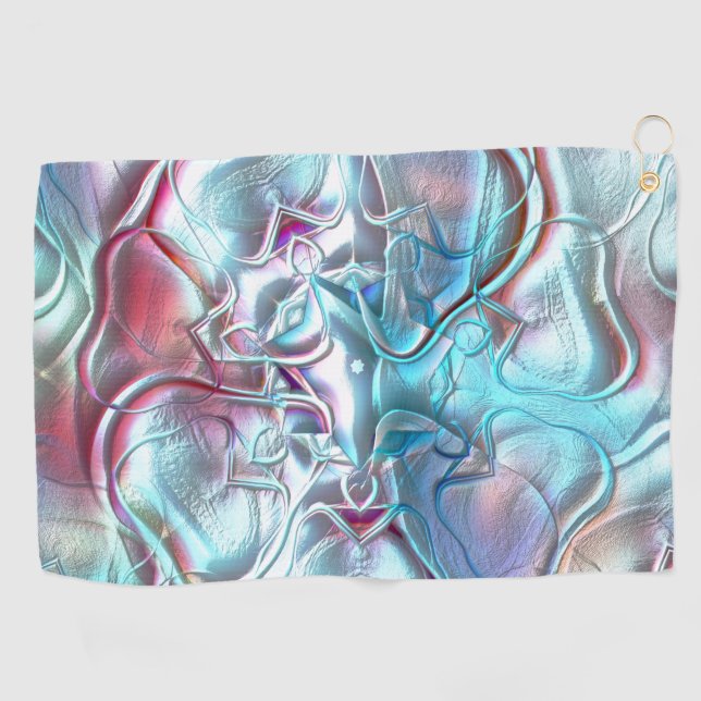 Abstrakte Formen aus Glas auf sandiger Textur Golfhandtuch (Horizontal)