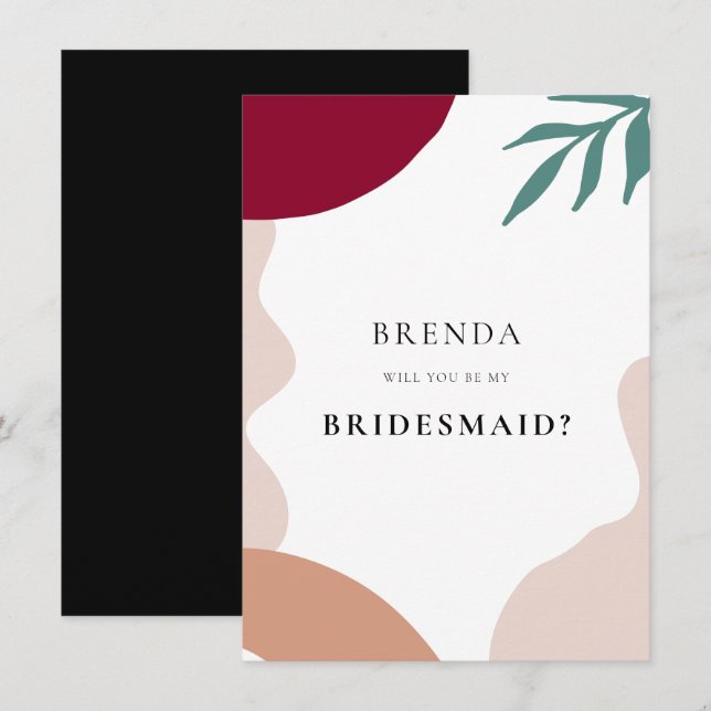 Abstrakte Formen Bridesmaid Vorschlagskarte Einladung (Vorne/Hinten)