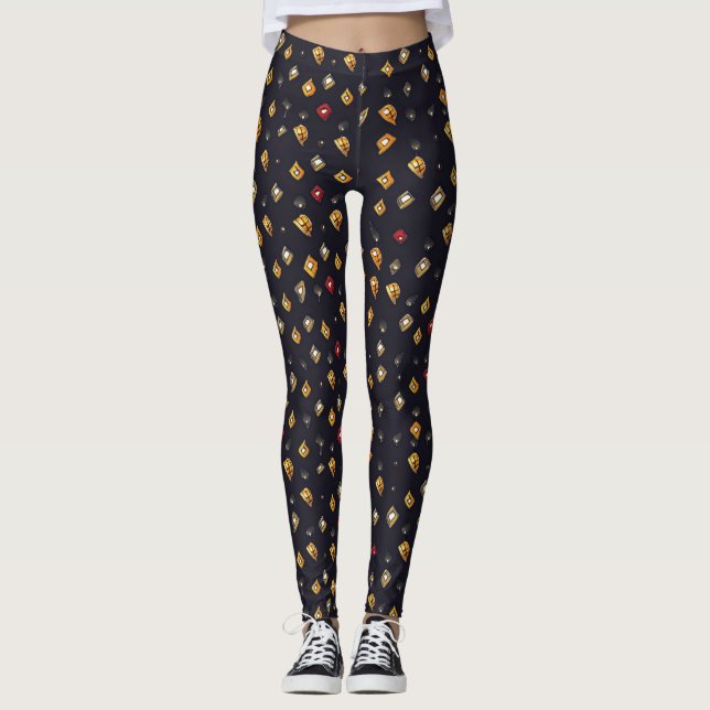 Abstrakte Formen dunkles Muster Leggings (Vorderseite)