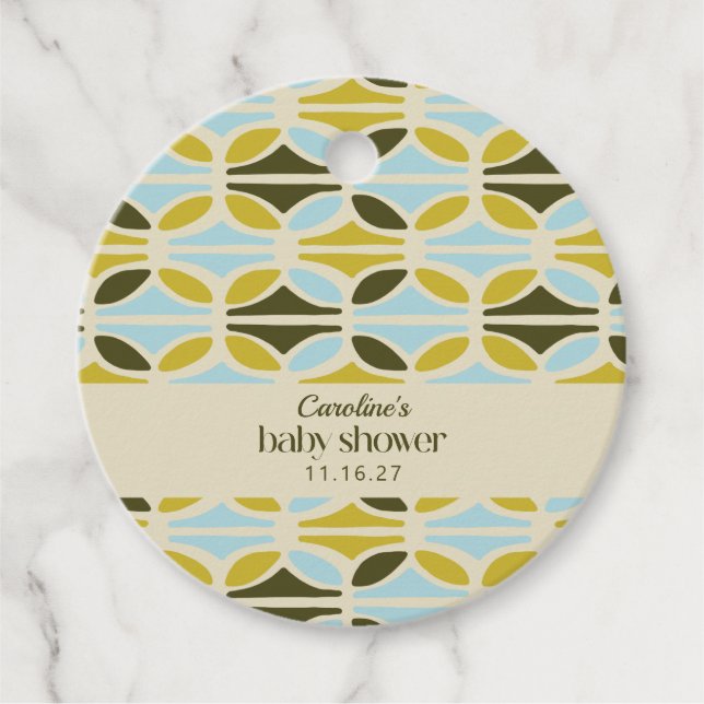 Abstrakte Formen Green Blue Custom Baby Dusche Geschenkanhänger (Vorderseite)