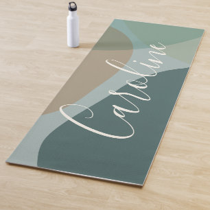 Abstrakte Formen in Teal Personalisierter Schriftn Yogamatte