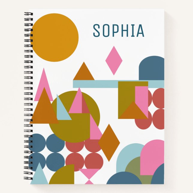 Abstrakte Formen Landschaft Blau Pink Geometrisch Notizbuch (Vorderseite)