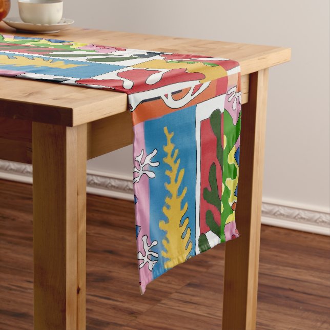 Abstrakte Formen, Matisse Style, Text hinzufügen,  Kurzer Tischläufer (Beispiel)