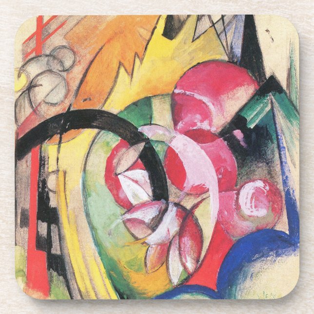 Abstrakte Formulare (auch: farbige Blume) von Fran Getränkeuntersetzer (Vorderseite)