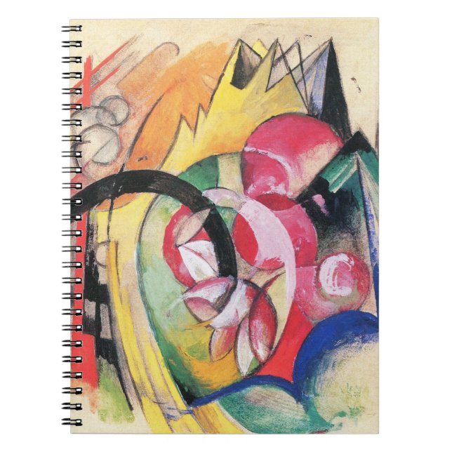 Abstrakte Formulare (auch: farbige Blume) von Fran Notizblock (Vorderseite)