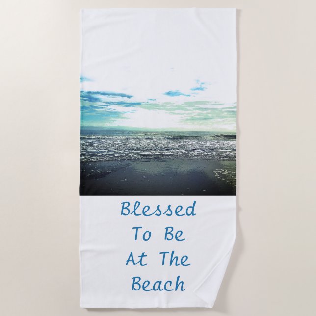 Abstrakte Fotovorlage am Strand Typografie Blue Wh Strandtuch (Vorderseite)