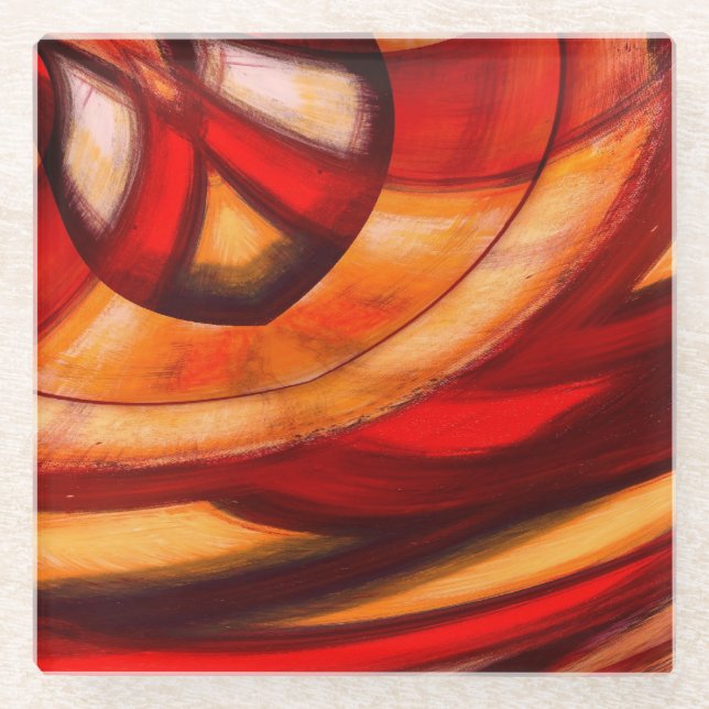 Abstrakte Fraktal Circles Poster Print Glasuntersetzer (Vorderseite)