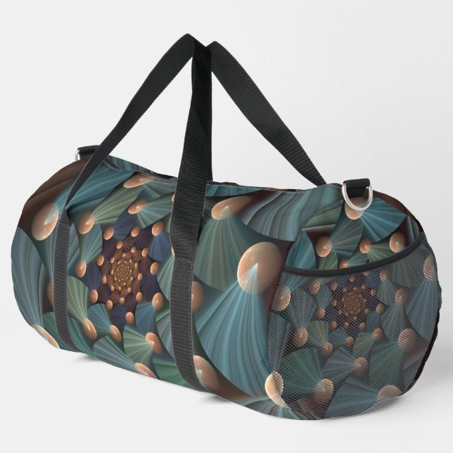 Abstrakte Fraktal Kunst mit tiefbraunem Schiefer B Duffle Bag (Rechte Ecke)