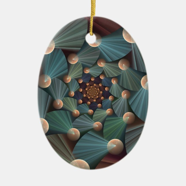 Abstrakte Fraktal Kunst mit tiefbraunem Schiefer B Keramik Ornament (Vorne)