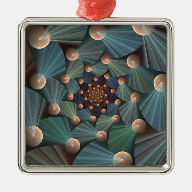 Abstrakte Fraktal Kunst mit tiefbraunem Schiefer B Ornament Aus Metall (Vorne)
