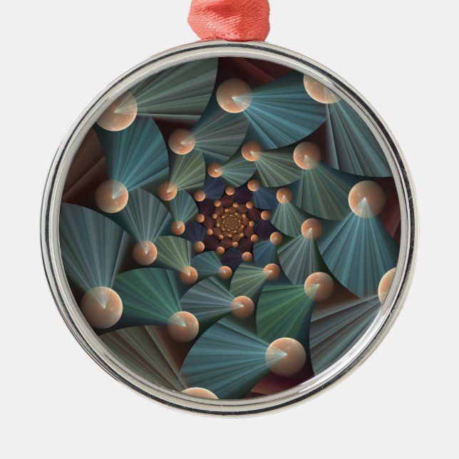 Abstrakte Fraktal Kunst mit tiefbraunem Schiefer B Ornament Aus Metall (Vorne)