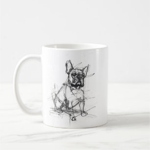 Abstrakte französische Bulldog-Sketch Kaffeetasse