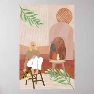 Abstrakte Frau Boho in Träumen Poster