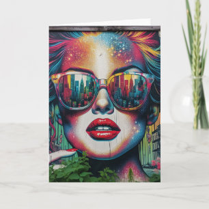 Abstrakte Frau in Sonnenbrille Karte