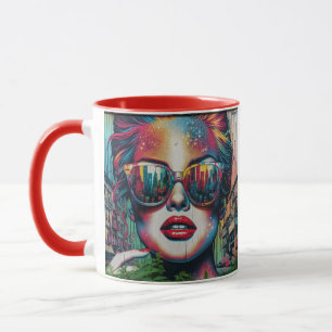 Abstrakte Frau mit Sonnenbrille Ai-Kunst personali Tasse