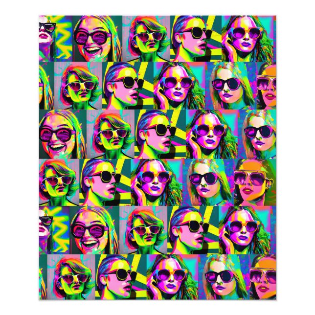 Abstrakte Frauen in Sonnenbrille Digitale Kunst Fotodruck (Vorne)