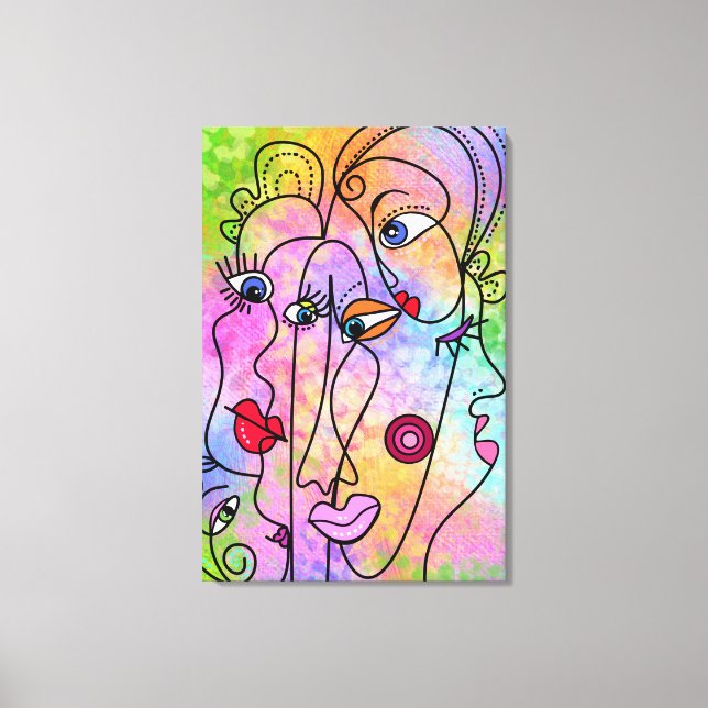 Abstrakte Frauen sehen sich Canvas gegenüber, druc Leinwanddruck (Vorderseite)