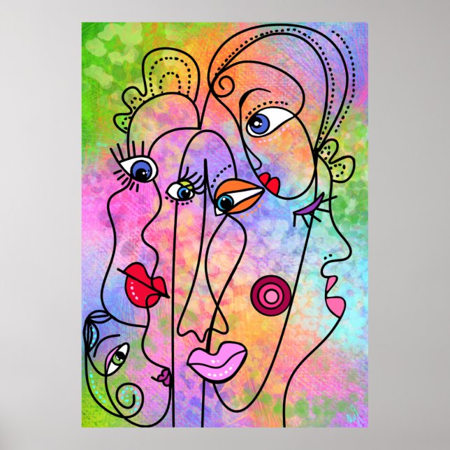 Abstrakte Frauen sehen sich Moods Poster Cubism St (Vorne)