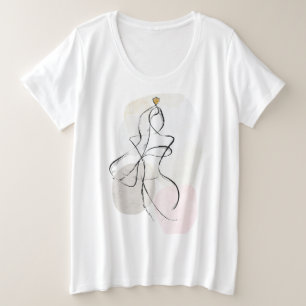 Abstrakte Frauenkunst, Eine-Linie-Skizze Große Größe T-Shirt
