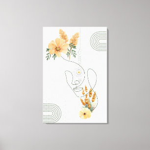 Abstrakte Frauenkunst mit orangefarbenen Blume Leinwanddruck