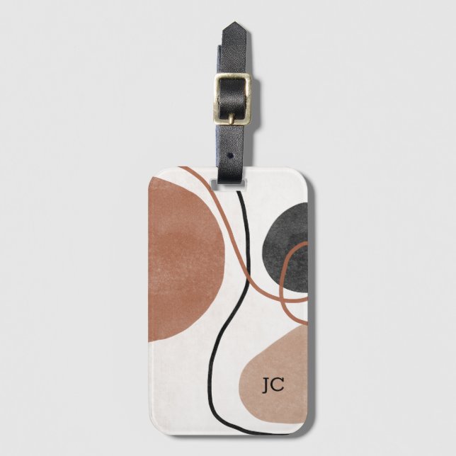 Abstrakte Freeform-Formen - braun und schwarz Gepäckanhänger (Vorderseite Vertikal)