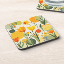 Abstrakte Frühlingsblumen, gelb und orange