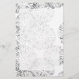 Abstrakte Frühlingsblumen in Schwarz-Weiß Briefpapier